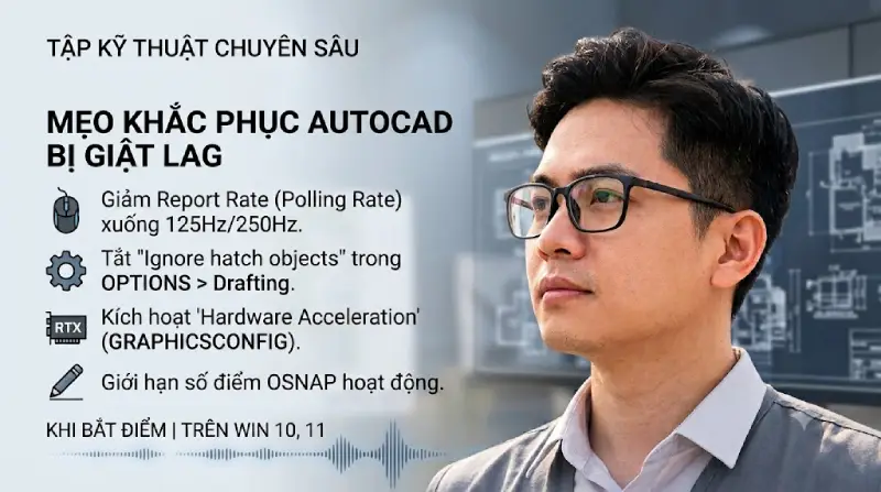 Mẹo khắc phục AutoCAD bị giật lag khi bắt điểm trên Win 10, 11