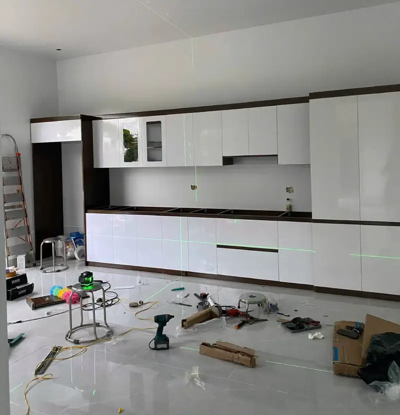 Tủ bếp nhựa Ecoplast liền tủ lạnh HĐ-TBE22