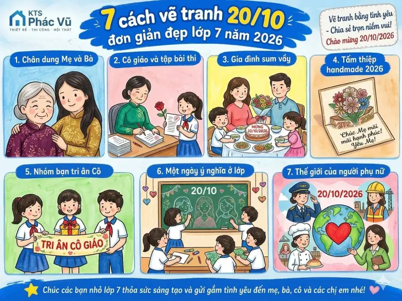 vẽ tranh 20/10 đơn giản đẹp lớp 7
