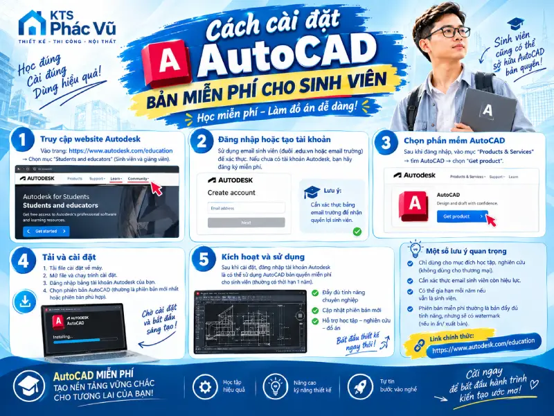 Cách cài đặt AutoCAD bản miễn phí cho sinh viên