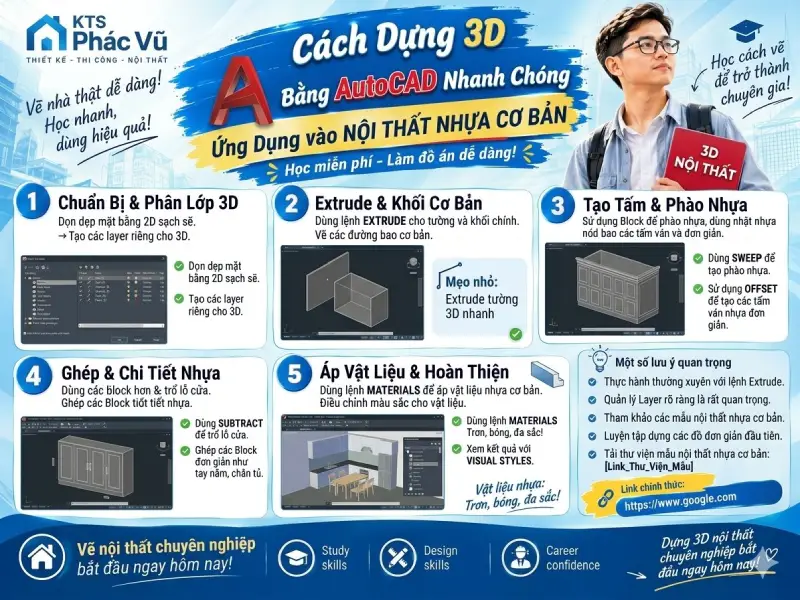 Cách dựng 3D bằng AutoCad