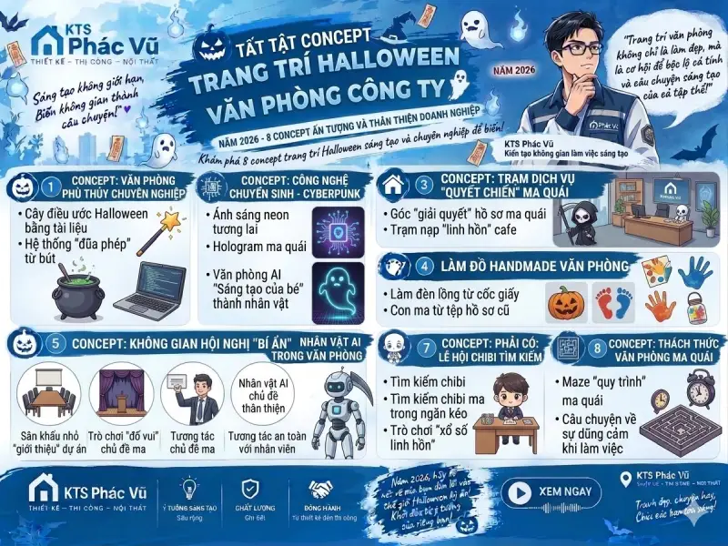 concept trang trí Halloween cho văn phòng