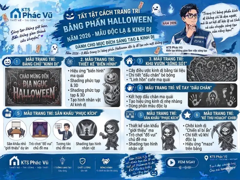mẫu trang trí bảng phấn Halloween kinh dị