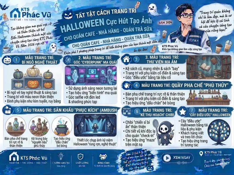 trang trí Halloween cho quán cafe - nhà hàng - quán trà sữa