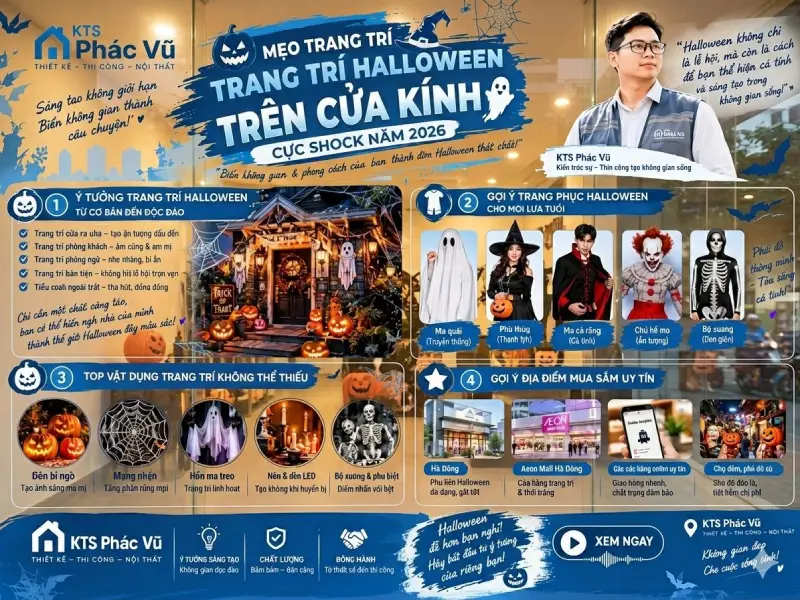 trang trí halloween trên cửa kính
