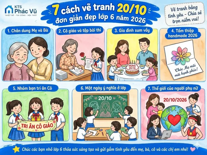 vẽ tranh 20/10 đơn giản đẹp lớp 6
