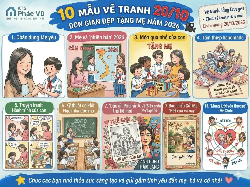 mẫu vẽ tranh 20/10 tặng mẹ đơn giản