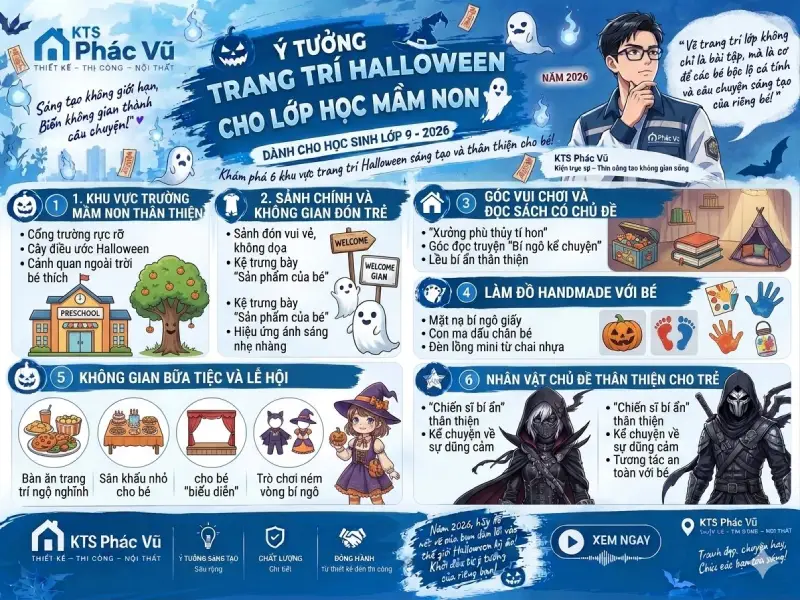 ý tưởng trang trí Halloween cho lớp học mầm non